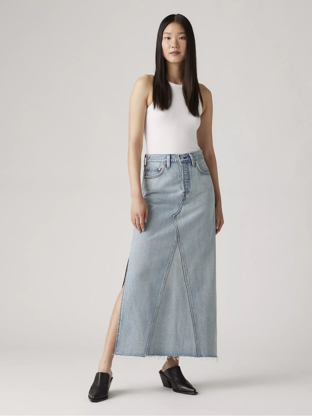 Levi's NWT Denim Maxi Skirt Size 31 | Acid Wash Raw Hem Y2K 90s Style